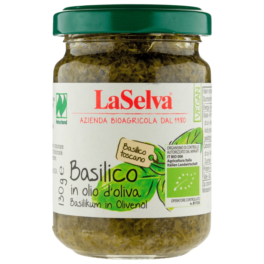 LaSelva Bio Basilikum in Olivenöl 130g